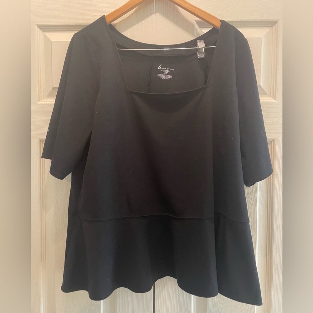 Lane Bryant Black Peplum Top with Square Neckline  Plus SZ 22/24